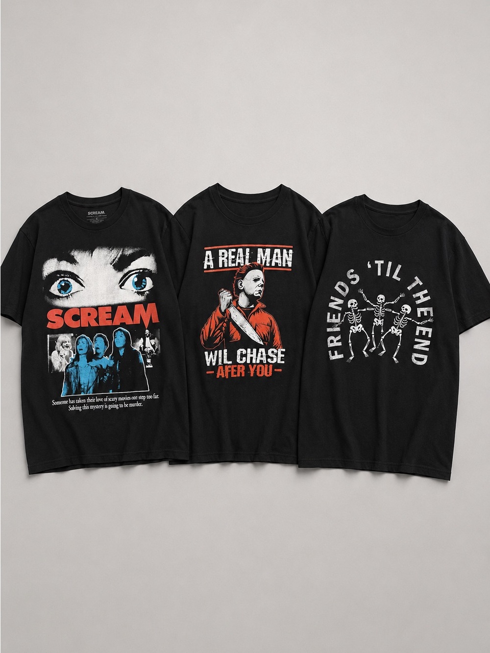3-Piece Horror Graphic Tee Bundle Scream Michael Myers Men’s Medium